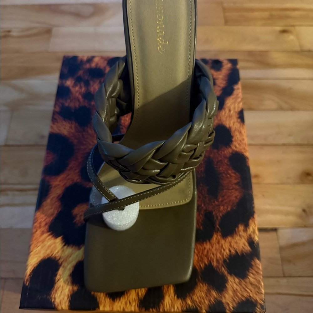 Braided Strap Olive Green Women's Sandals